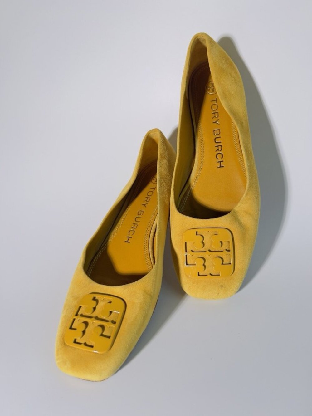 Tory Burch Georgina Suede Ballet Flats Yellow Mustard Size 6.5 M - Picture 7 of 12